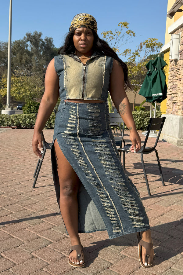 Handcrafted Distressed Denim Set