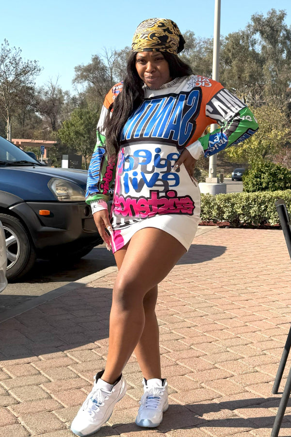 Vintage Graffiti T-Shirt Dress