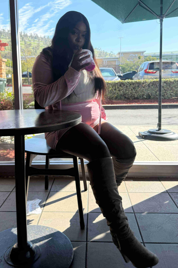 Velvet Hoodie Set with Cropped Zipper Shorts