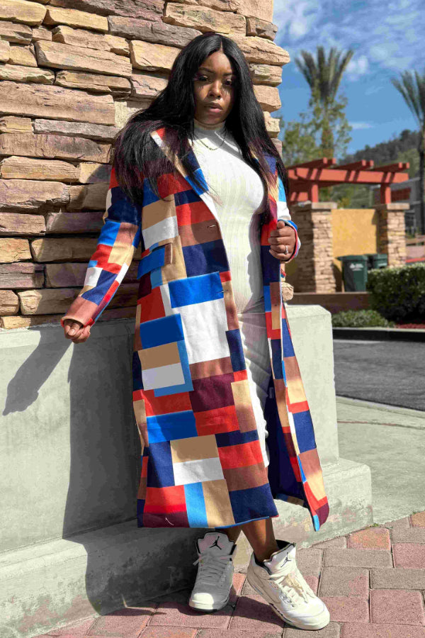 Plaid Double-Breasted Coat