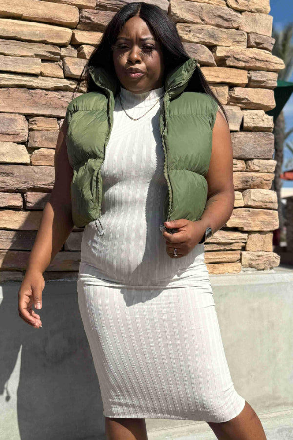Thick Cotton Vest with Stand Collar