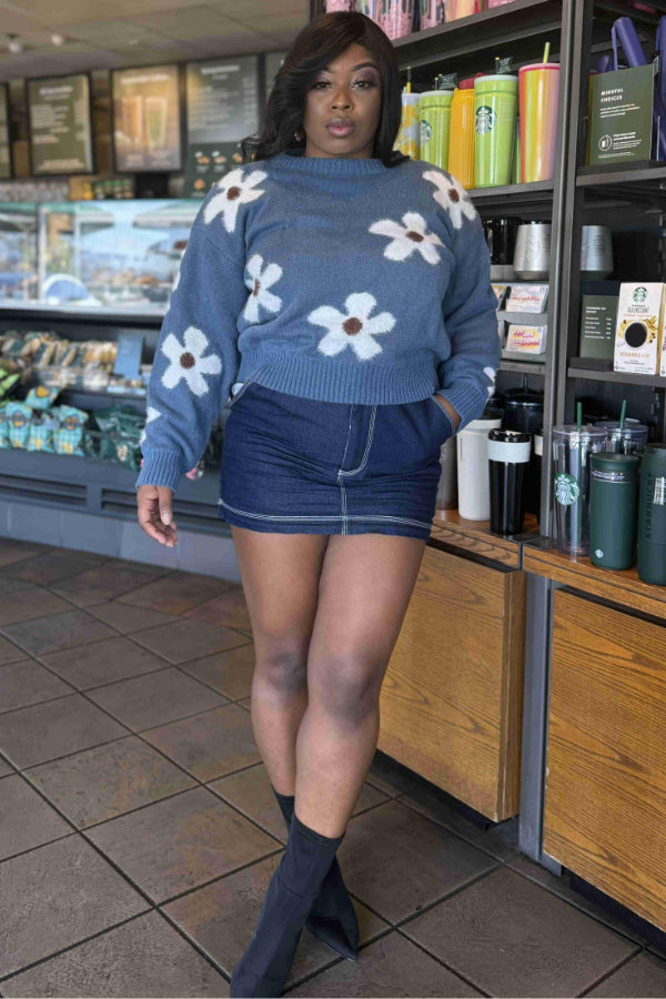 Jacquard Crew Neck Sweater
